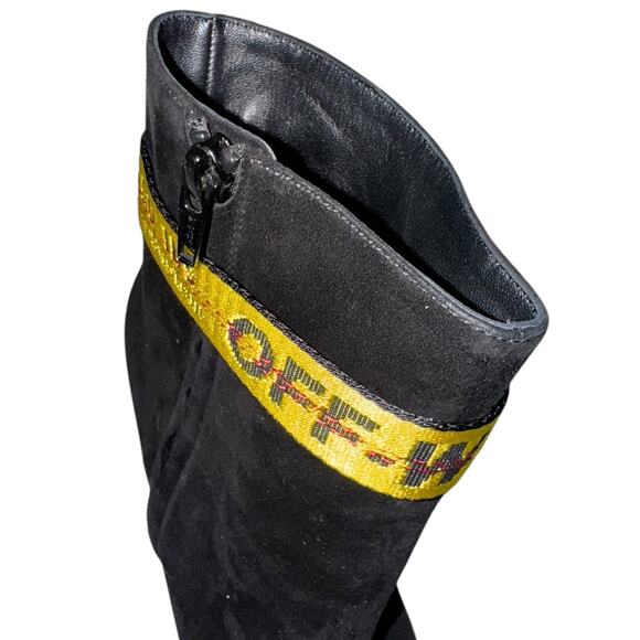 Off White Virgil Abloh Industrial Black White Suede Ankle Boots Size 40 - Picture 11 of 14